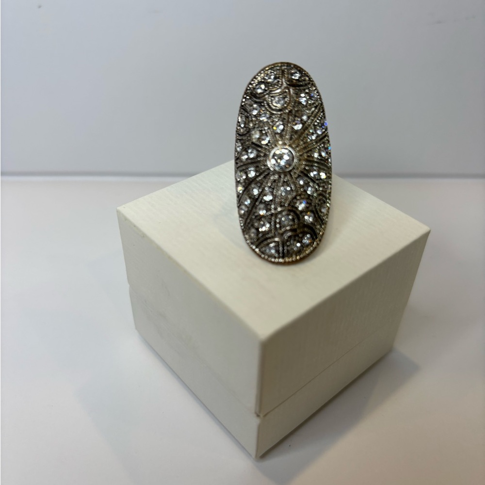Silver tone & Crystal Women's Ring
